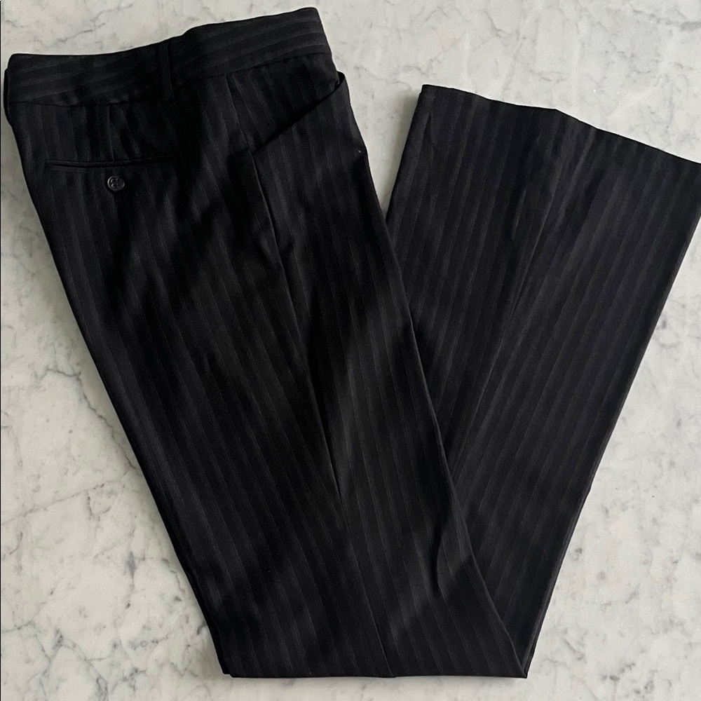 Theory Vintage Y2K Navy Blue Wool Pinstriped flared pants